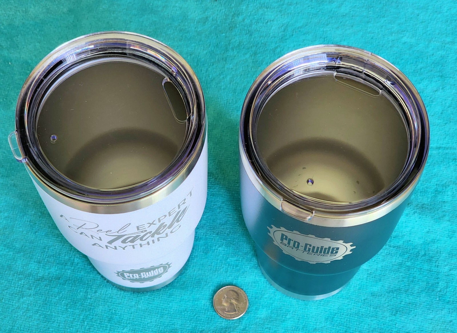 TWO PROGUIDE BATTERIES LOGO STAINLESS STEEL TUMBLERS & LIDS