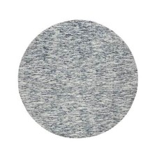 6' x 6' Blue and Ivory Wool Hand Loomed Modern Striped Design Round Rug R65254