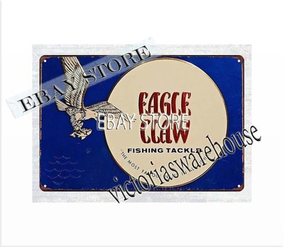 Wright McGill fishing Eagle CLaw Lure Rod tackle metal tin sign buy art prints