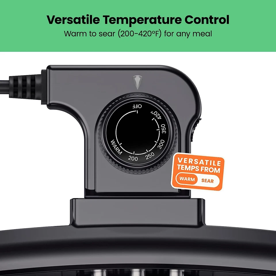 Plancha Eléctrica Chefman XL con Control de Temperatura Extraíble, Plana Sumergible Foto 4 de 4