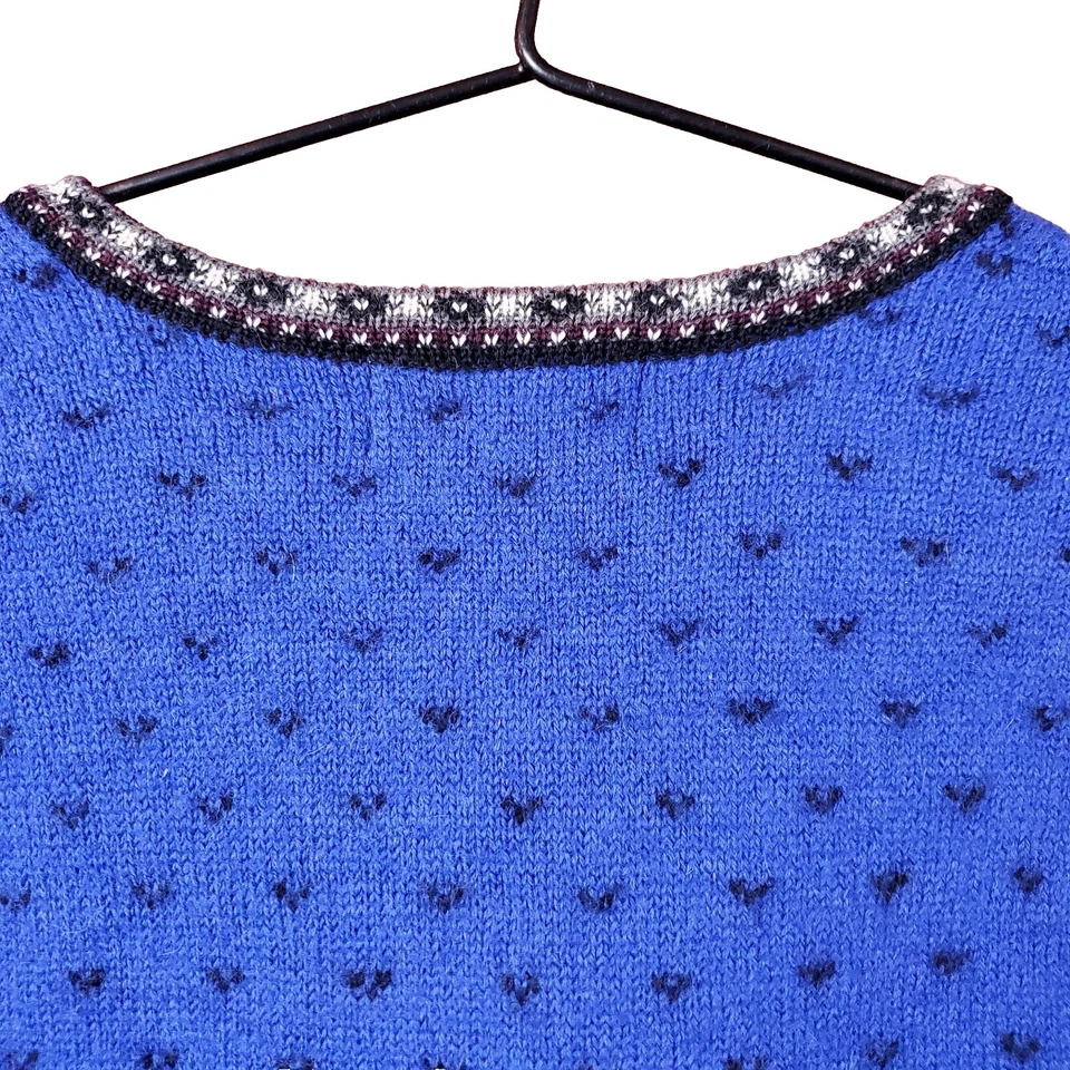 Tally Ho Women's Long Sleeve Wool Nordic Sweater PM Royal Blue Green Gray Peach - Image 4 of 4