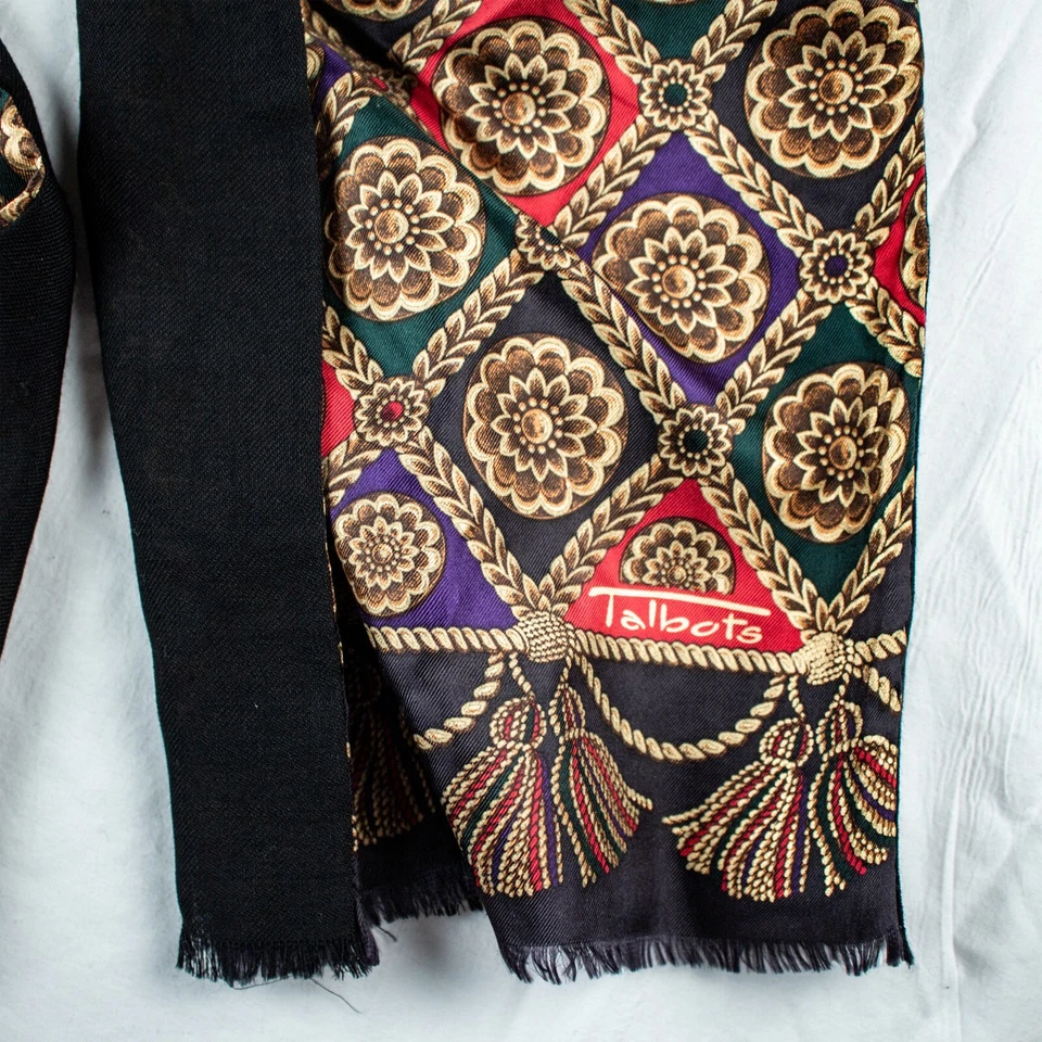TALBOTS Dorado Rojo Negro Multicolor Mezcla de Seda Rectángulo Mantón Bufanda 58"L x 10.5"W Foto 2 de 4