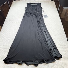ILEENA Mac Duggal Dress 14 Black Ruched Embellished Gown Maxi Formal Party Prom