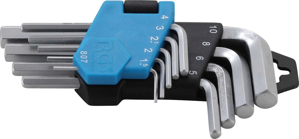 Jeu 9 clés Allen 6 six pans BTR courtes 1.5 2 2.5 3 4 5 6 8 10 mm qualité Pro - Photo 2/4