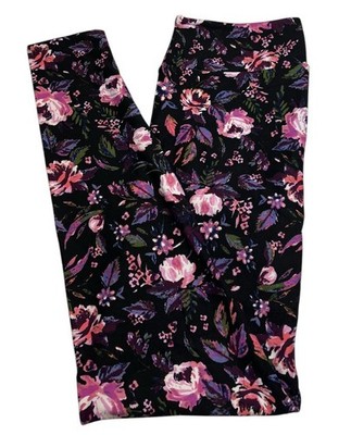 LuLaRoe Leggings OS One Size Unicorn BLACK Colorful ROSE Watercolor Floral SOFT