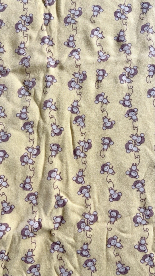 Cobertor HTF Gymboree macaco bebê dupla face branco amarelo banana - Imagem 3 de 4