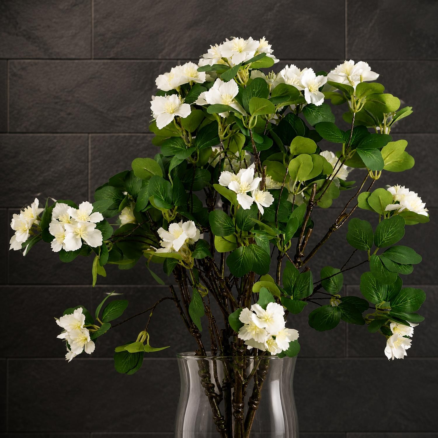 Artificial Flower Stems White 60cm (2ft) Pack of 6 Realistic Home Decor Indoor