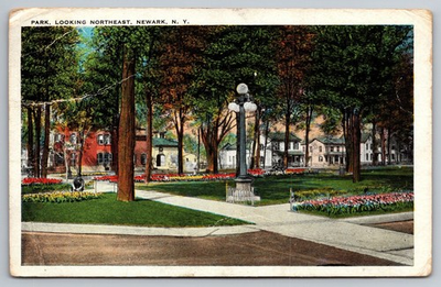 #ad Public Park View Newark NY Scenic Northeast Landscape Town Scene postcard $3.99