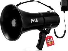 Megaphone PA Speaker with Siren – 40W Loud Bullhorn with Adjustable Volume & 11