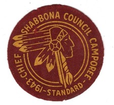 BSA Old Felt 1943 Chief Shabbona Council Camporee Patch