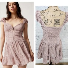 Urban outfitters kimchi blue leilani eyelet dress Sz M mini casual boho A21