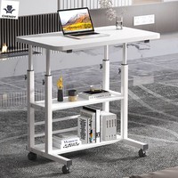Height Adjustable Mobile Over Bed Table Hospital Overbed Aid Desk Laptop Tray