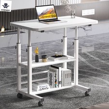 Height Adjustable Mobile Over Bed Table Hospital Overbed Aid Desk Laptop Tray