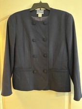 VINTAGE Womens  s 8 Pendleton Navy Double Breasted Virgin wool jacket Blazer