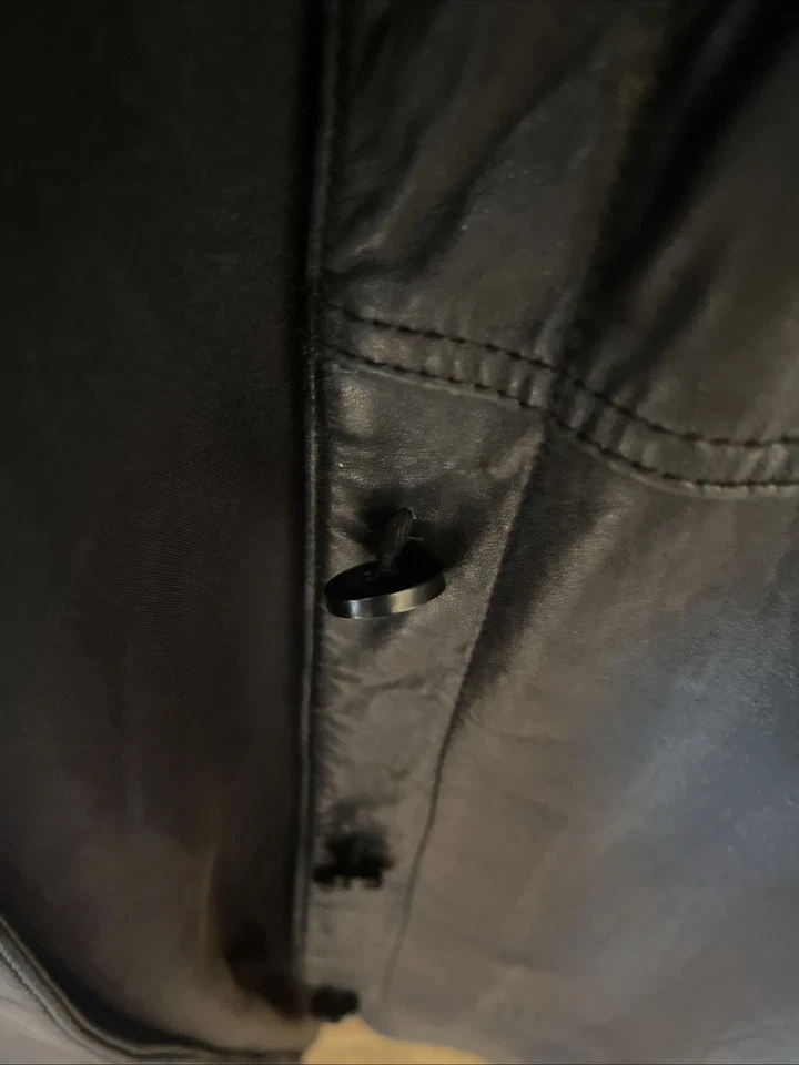 Abrigo chaqueta de cuero real negra Leather Elements abotonada para mujer talla 2x suave Foto 4 de 4