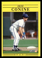 1991 Fleer Jeff Conine #553 Kansas City Royals MLB Baseball Rookie Base Set