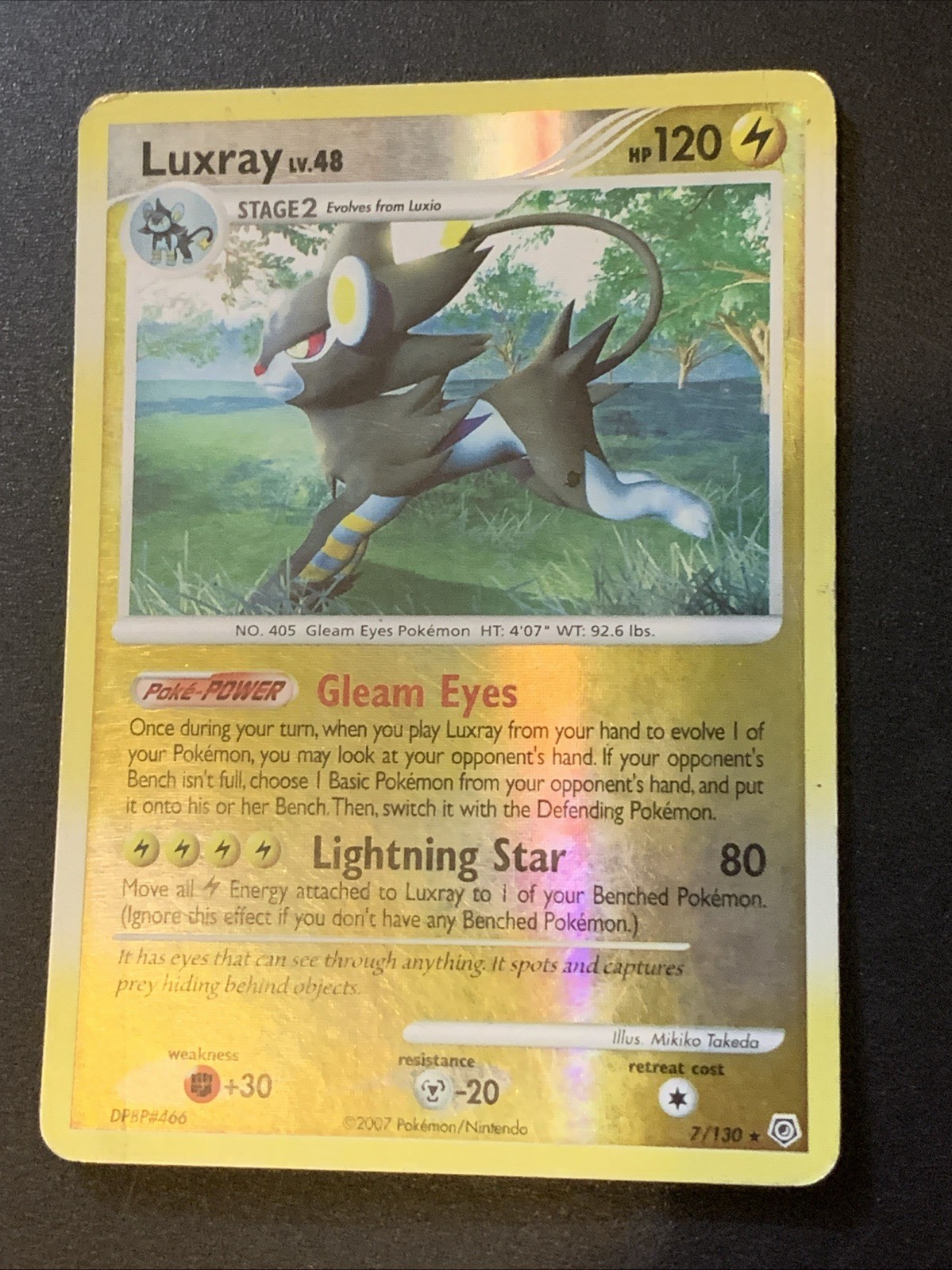 Pokemon Card TCG Luxray 7/130 Diamond and Pearl Reverse Holo Rare Lightly Played
