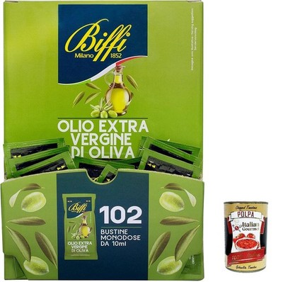 Biffi Extra Virgin Olivenöl 102x10ml Einzeldosisbeutel+Italian Polpa 400g