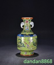 9"China Qing Dynasty Qianlong pastel porcelain Dragon loong Vase bottle pot zun