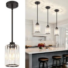 ZSMIHDOH 3 Pack Black Pendant Light Modern Crystal Pendant Lights Kitchen Island