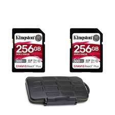 Kingston Canvas React Plus 256GB SDXC UHS II SD Card 2 pack with Memory Case