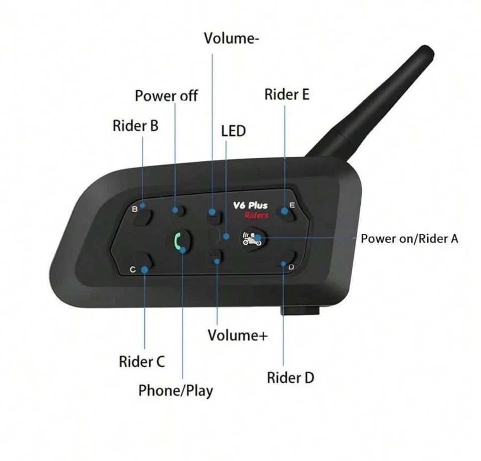 2x Interfono Bluetooth per moto V6 Plus Impermeabile - Immagine 2 di 4
