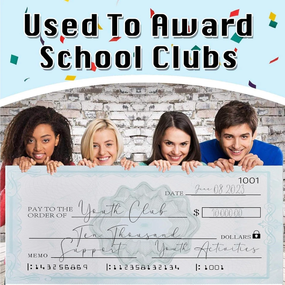 Гигантский чек на презентации, награды, призы, сбор средств упаковка 2 шт., 32 x 13,5 дюйма - Изображение 3 из 4