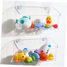Bath Toy Storage Holder Bathtub Toy Organizer, Large 2 Pack Clear White