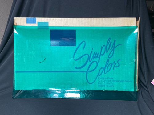 Vintage L.E. Smith Simply Colors Teal Green Glass Rectangle Serving Platter