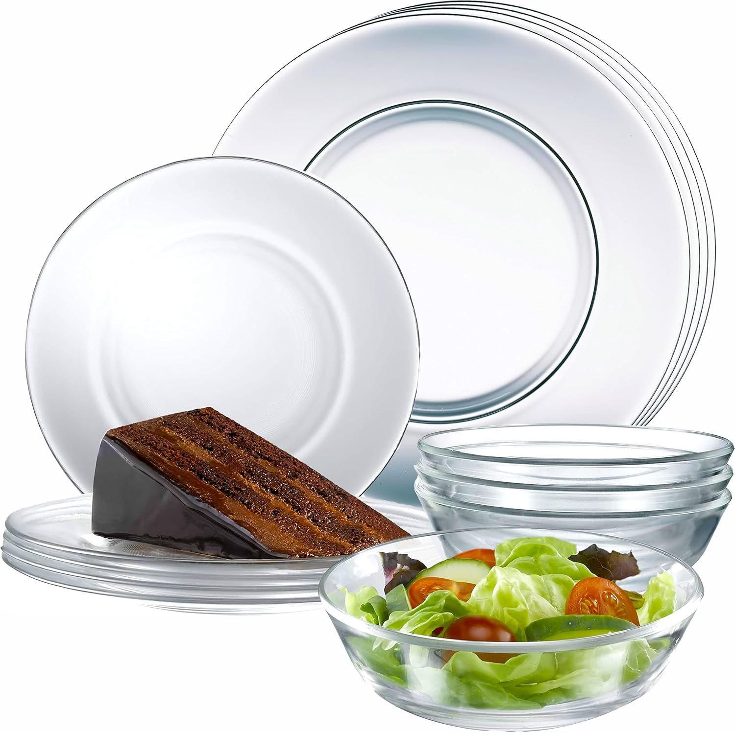 - Sleek Round Clear Glass Plate And Bowl Sets - Dishwa