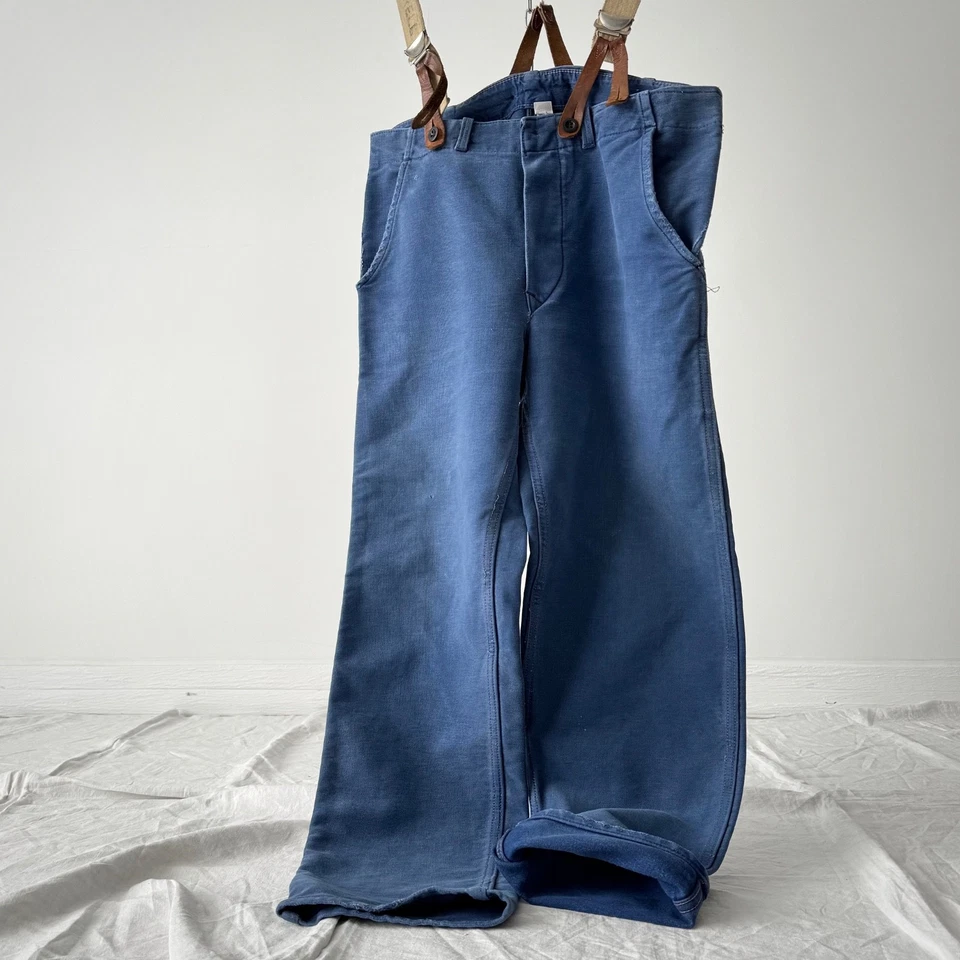 Pantalones descoloridos Moleskin ropa de trabajo francesa vintage de los años 80 Foto 4 de 4