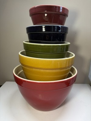 Crate And Barrel Ceramic Addison Nesting Bowls Set Of 5  Made In Portugal