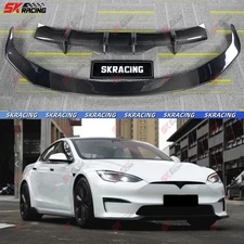 Forged/Carbon Fiber/Glossy Black Front Rear Bumper Lip Fits Tesla Model S 21-25