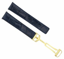 18MM LEATHER BAND STRAP DEPLOYMENT BUCKLE CLASP FOR CARTIER TANK BLUE 1CD GOLD