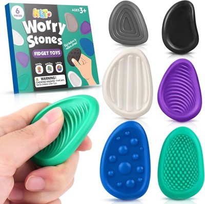 Fidget Toys Adults Sensory Stone: 6 Pack Textured Worry Stone for Autism Kids Ca