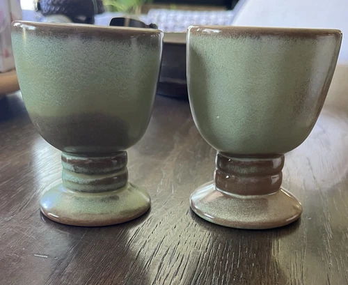 Vintage FRANKOMA Plainsman Green Pair Of Water Goblets #26LC MCM