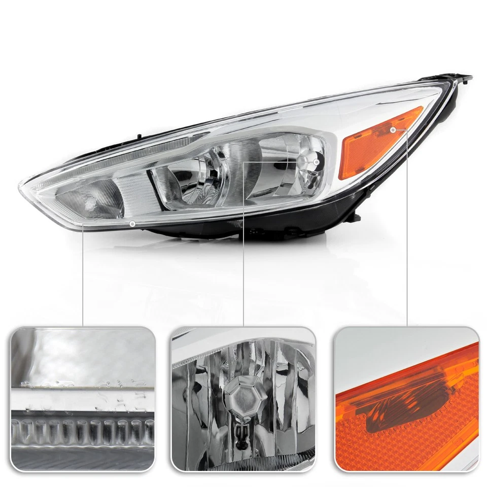 2015 2016 2017 2018 Ford Focus Halogen w/LED DRL Chrome Headlights Headlamps Set — 第 4/4 张图片