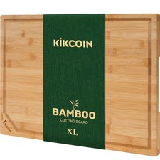 Bamboo Cutting Boards for Kitchen, Extra Large Wood Cutting Board with Deep J...
