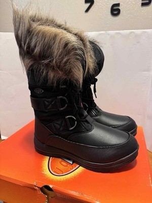 Lugz Tundra Lace Up Faux Fur Women's Waterproof Winter Boots Black/Brown, Sz 7.5