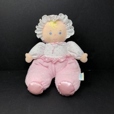 Eden Baby Doll Plush Pink Thermal Crinkle Arms Blue Eyes Bonnet Blonde Jingle