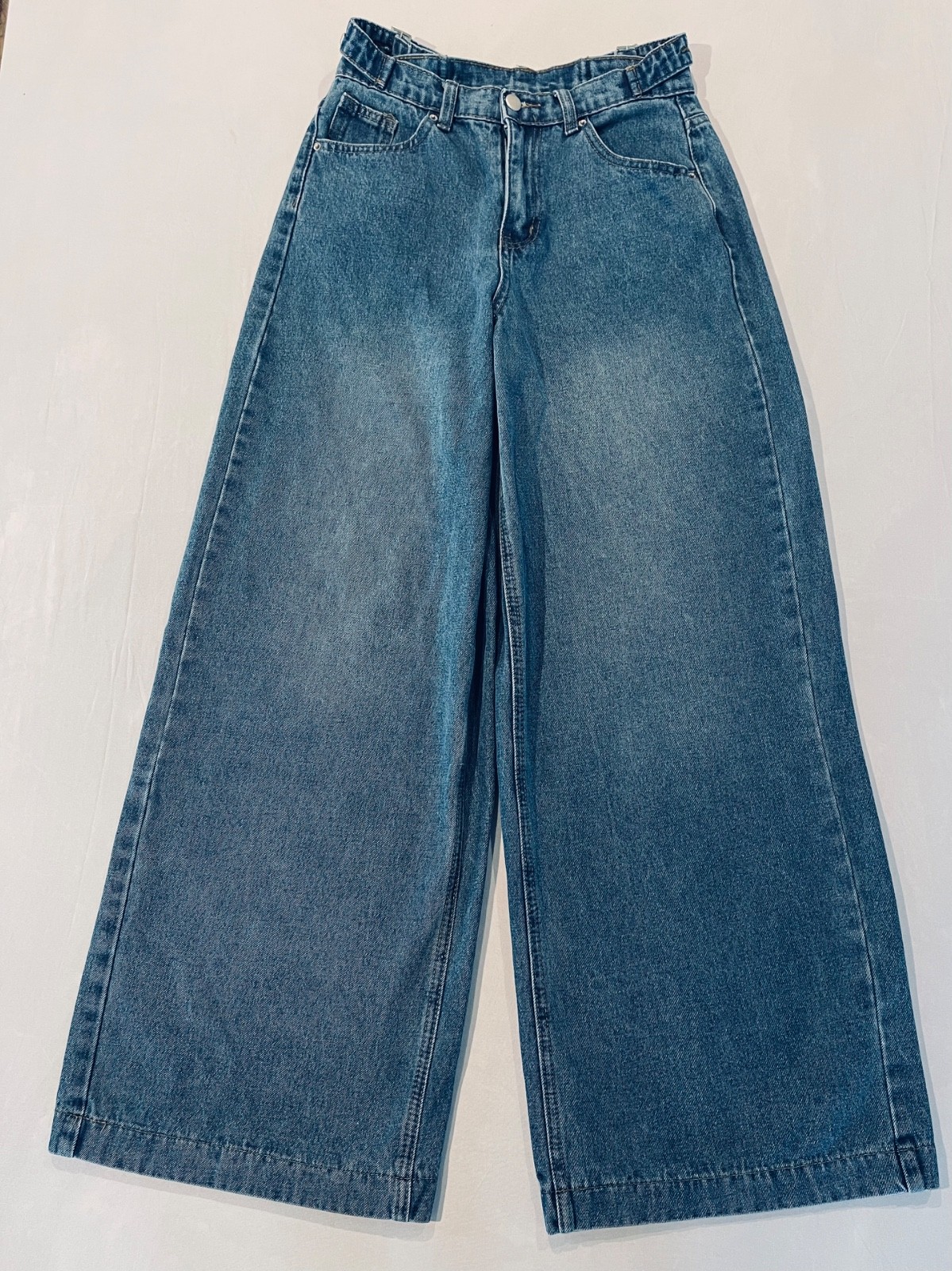Dazy Women’s Denim Jeans Wide Leg High Rise Cotton Blend Medium Wash Size Medium