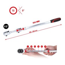 KS Tools 1/2" Teleskop-Umschaltknarre extra lang 72-Zahn