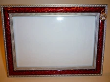 New St. Nicholas Square Christmas Sparkle Red Silver 4" x 6" Glass Frame w charm