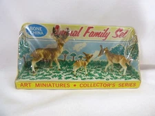 1964 Bone China DEER Animal Family Set Art Miniatures Contessa Novelties JAPAN
