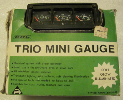 #ad #ad Vintage KMC Kmart Trio Mini Gauge Voltage Temp Oil Pressure Gauge New In Box NOS C $149.94