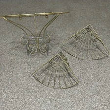 Brass Wire 3 Piece Hanging Corner Shelf Set Graduated Sizes