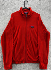Patagonia Synchilla Mens Fleece Jacket Sz Large Red Full Zip Long Sleeve Pockets