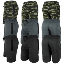 Fleece Jogger Shorts Mens Fashion Elastic Gym Work Out Sweats Zip Front Pockets