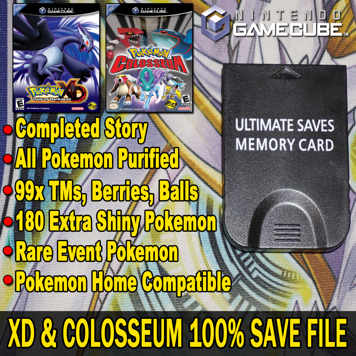 Pokemon XD Gale of Darkness & Colosseum Gamecube Memory Card! | eBay