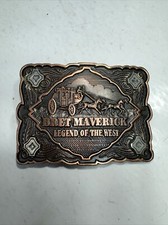 BRET MAVERICK LEGEND OF THE WEST Brass Belt Buckle WARNER BROS 1994